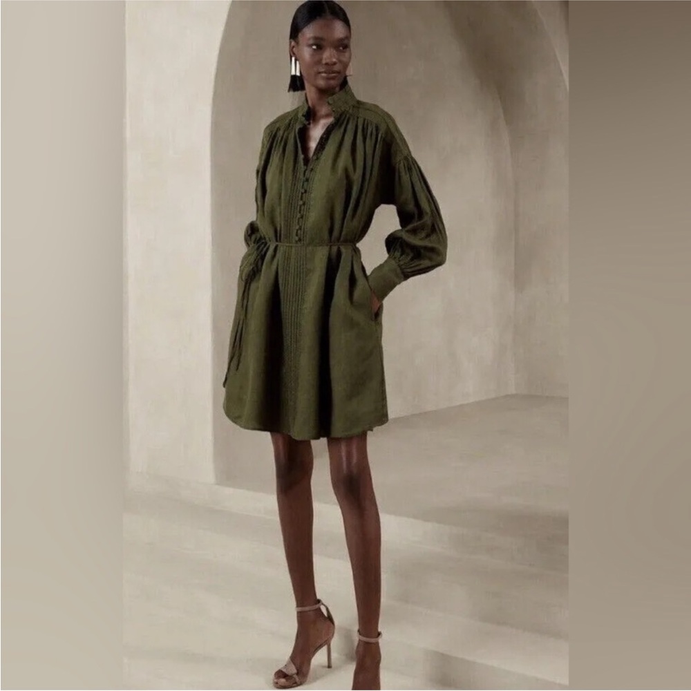 BANANA REPUBLIC EUROPEAN LINEN MINI DRESS Size XS NWT - Picture 1 of 13